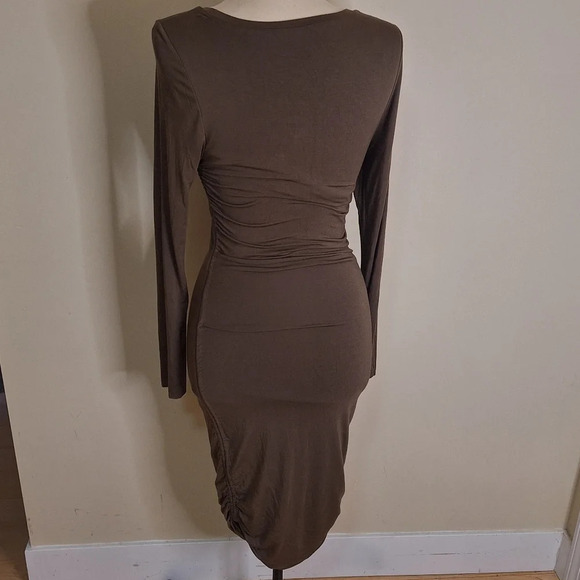 Good American Rouched side jersey long sleeve knee length dress SZ  S - Picture 5 of 9